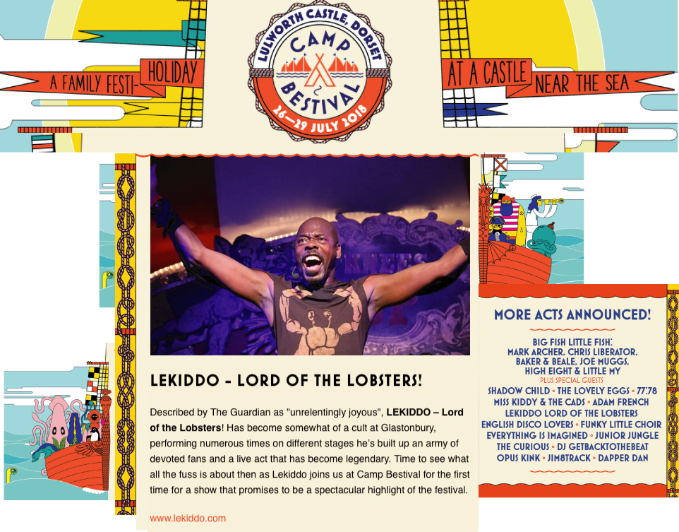 LEKIDDO - Lord of The Lobsters! live at Camp Bestival 26-29 July 2018 #PinchyPinchykisskiss